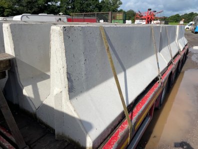 Concrete barriers, 8ft long, 3ft high and 2ft wide