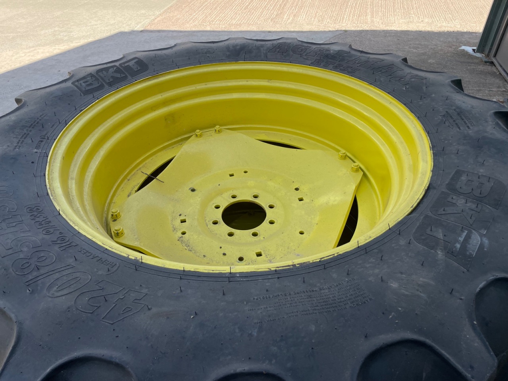 2x 16.9/38 BKT tyres fitted to John Deere wheels