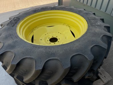 2x 16.9/38 BKT tyres fitted to John Deere wheels
