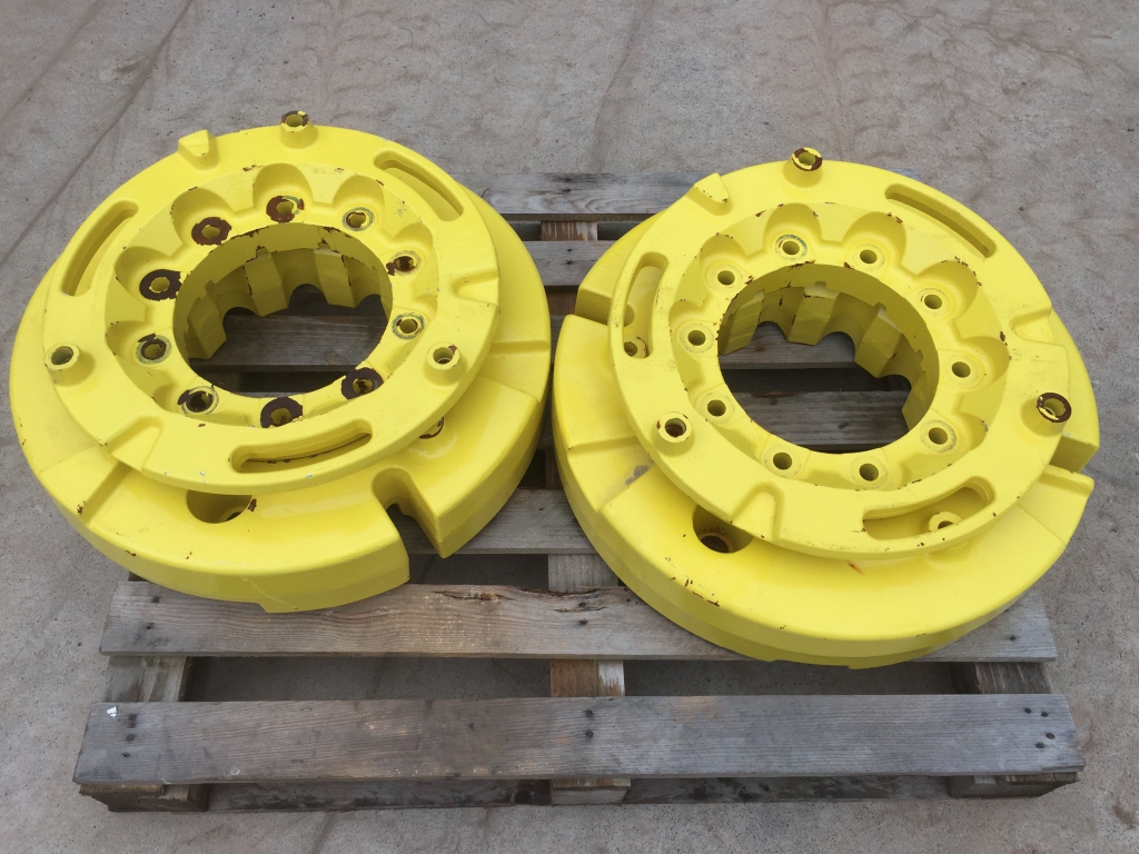 2x John Deere wheel weights, C/W carriers, as new