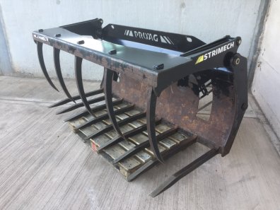 Strimech PS-70X Grab, 2020, 7ft wide, Hardox tines, JCB Compact tool carrier hooks