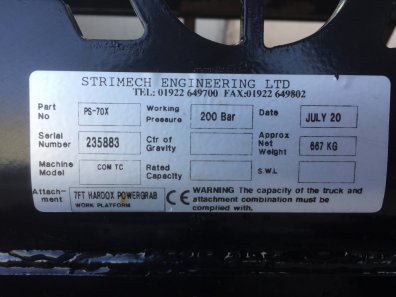 Strimech PS-70X Grab, 2020, 7ft wide, Hardox tines, JCB Compact tool carrier hooks