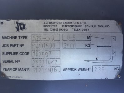 JCB Pallet tines, 2021, 2500kg, tool carrier hooks