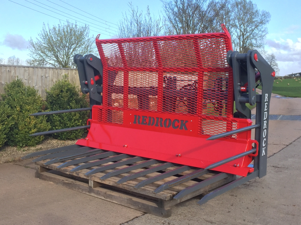 Redrock 10ft push off buckrake, NEW, 10ft wide, 12x hardox tines + 4x side tines, three point linkage brackets, adapter to JCB Q-fit available