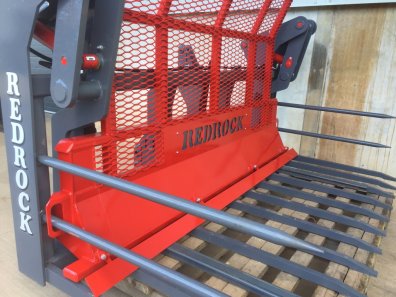 Redrock 10ft push off buckrake, NEW, 10ft wide, 12x hardox tines + 4x side tines, three point linkage brackets, adapter to JCB Q-fit available