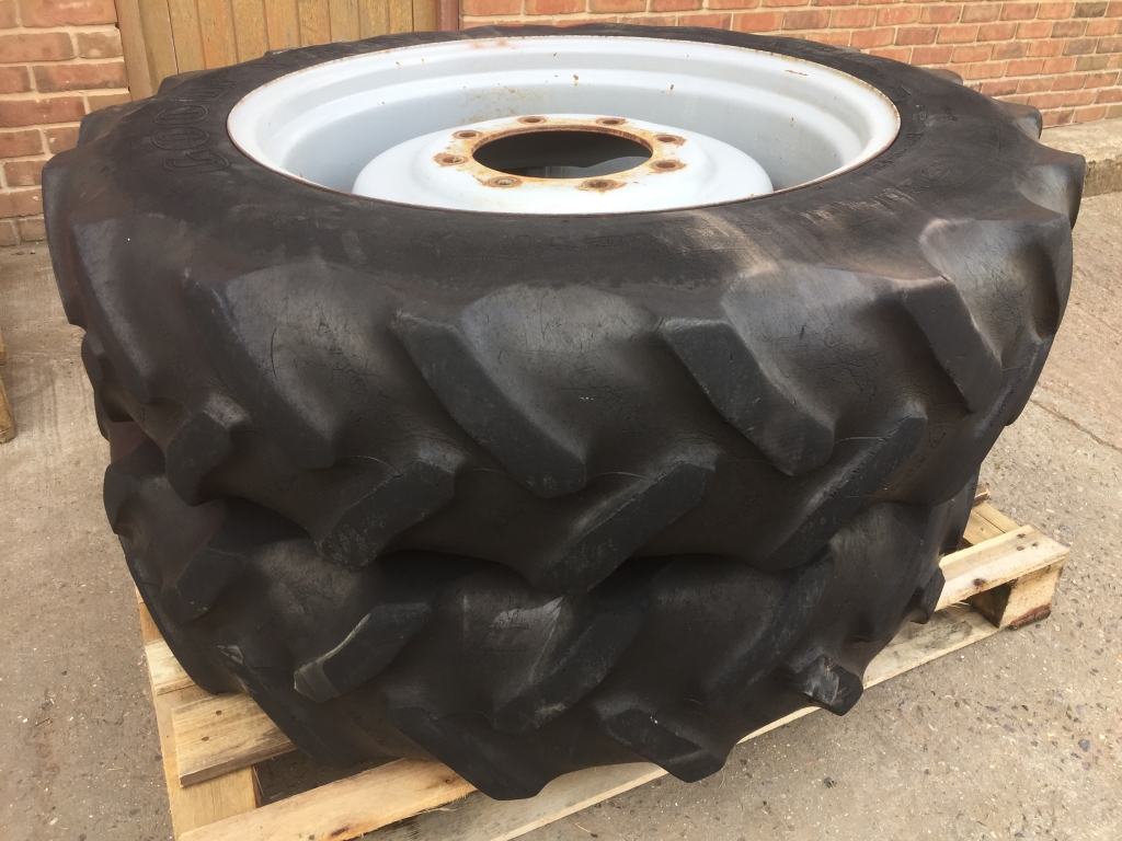Goodyear 11.2/28 tractor tyres fitted to MF 300 series front rims