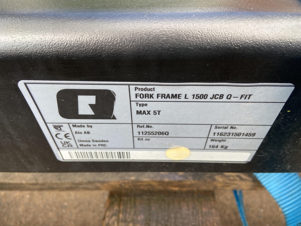 Quicke 5 ton pallet tines, JCB Q fit hooks, 1.5m tines