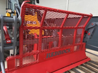 Redrock 10ft push off buckrake, 05/2024, 10ft wide, 12x hardox tines + 4x side tines, three point linkage brackets, as new, JCB Q-fit adapter also available