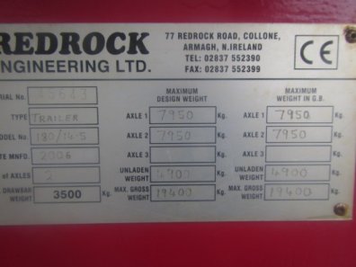 Redrock 180/14.5 silage trailer 14.5 ton