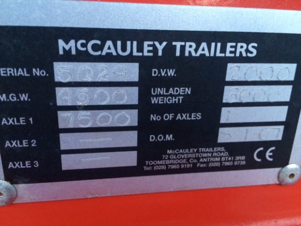 McCauley 6.5 ton dump trailer