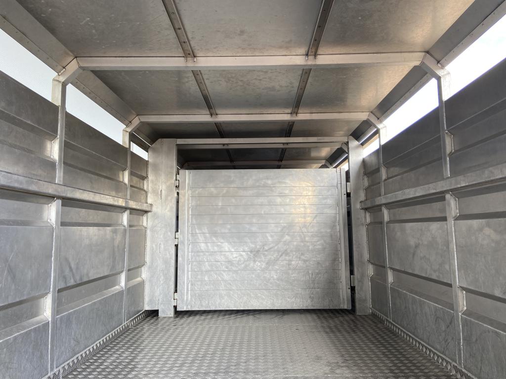 Stewart GX12 FT 12 ton flat trailer with livestock container