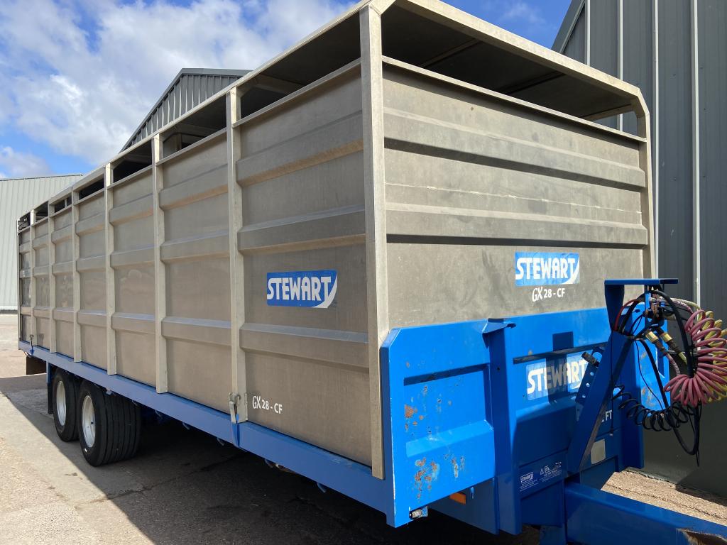 Stewart GX12 FT 12 ton flat trailer with livestock container