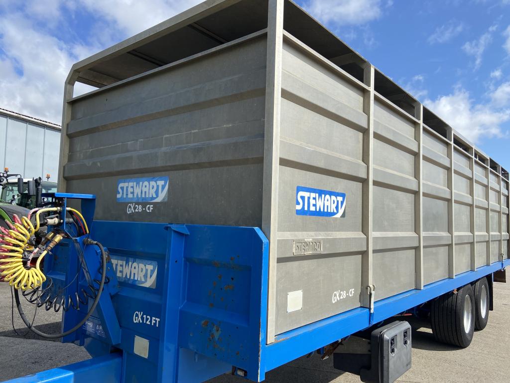 Stewart GX12 FT 12 ton flat trailer with livestock container