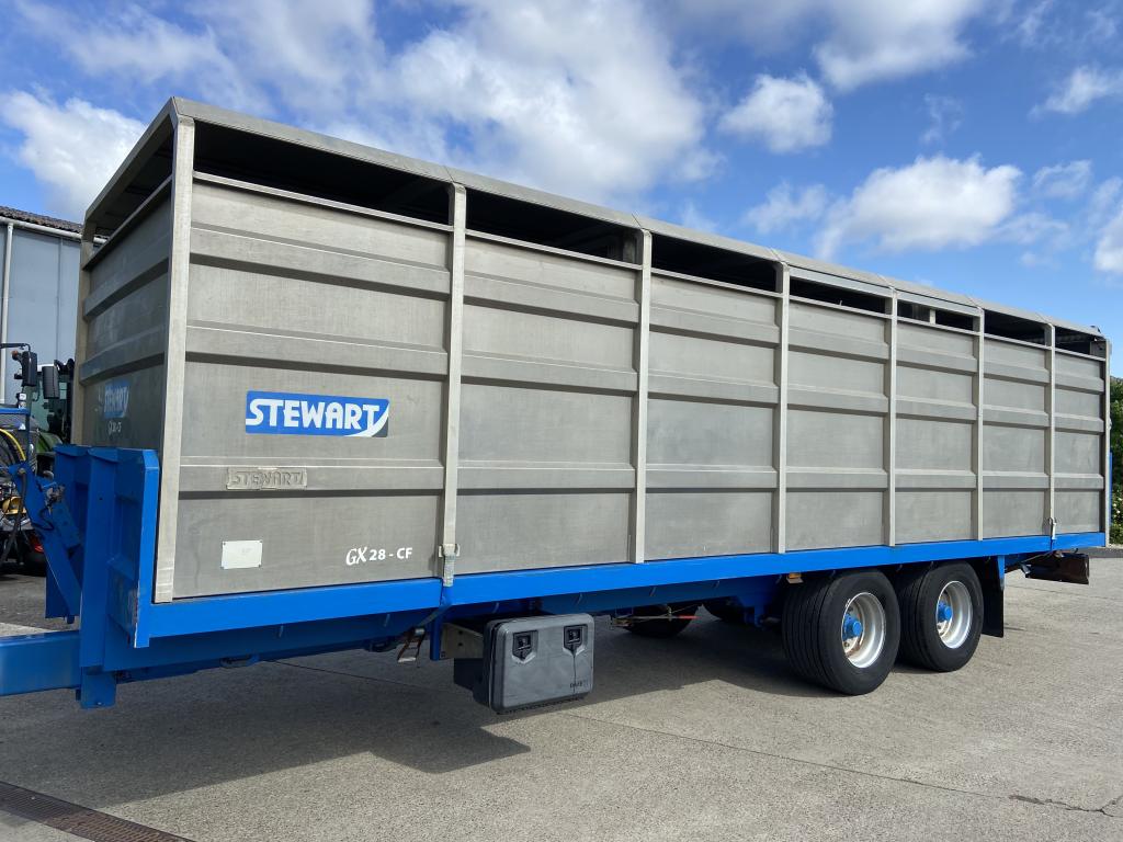 Stewart GX12 FT 12 ton flat trailer with livestock container