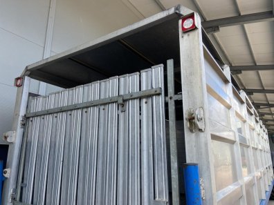 Stewart GX12 FT 12 ton flat trailer with livestock container