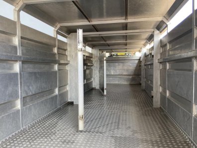 Stewart GX12 FT 12 ton flat trailer with livestock container