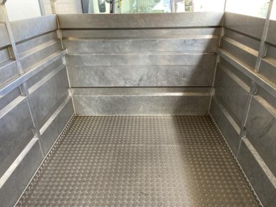 Stewart GX12 FT 12 ton flat trailer with livestock container